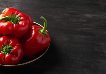 Sweet Bulgarian pepper on dark background