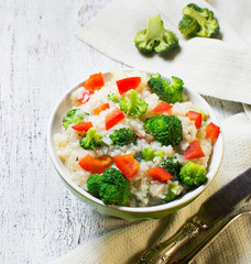 Rice with broccoli and sweet pepper