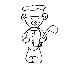 Outlined bear cook toy. Isolated on white background
