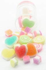 Sweet Jelly Candies and Jelly Hearts