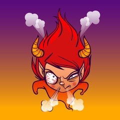 Funny cartoon devil. vector illustration