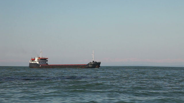 Bulk carrier ship sailing in the sea