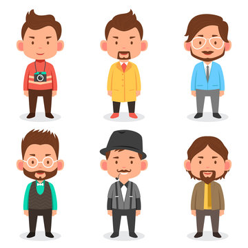 Men avatars in different outfits