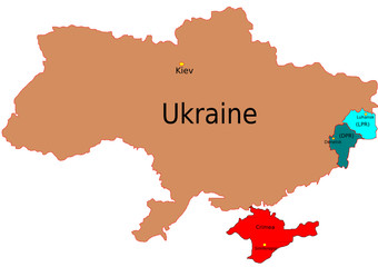 Ukraine Konflikt Politische Karte englischer Text