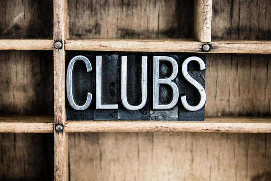 Clubs Concept Metal Letterpress Word in Drawer