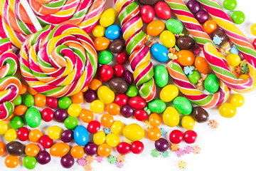 Fototapeta na wymiar Colorful candies and lollipops