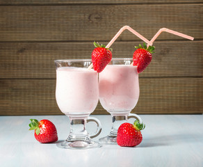 strawberry smoothie with fresh strawberries