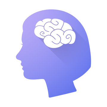 Female head icon with a brain