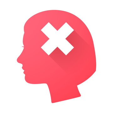Female head icon with an "x" sign