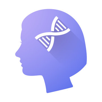 Female head icon with a DNA sign