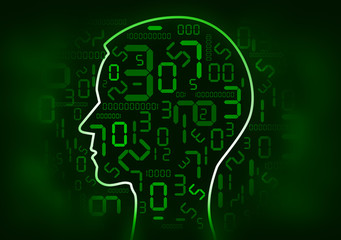 Human Head and digital numbers