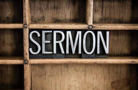 Sermon Concept Metal Letterpress Word in Drawer