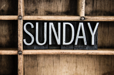 Sunday Concept Metal Letterpress Word in Drawer