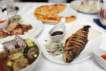 Table with various food