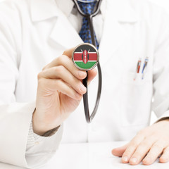 Doctor holding stethoscope with flag series - Kenya