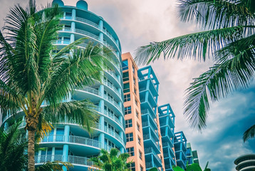Fototapeta na wymiar Architectural building Miami Style South Beach image filtered
