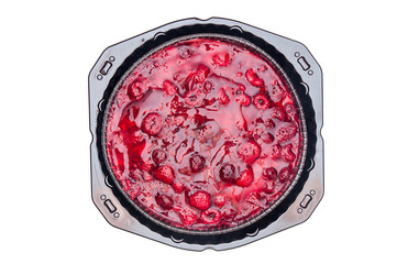 Raspberry fruit pie on white background