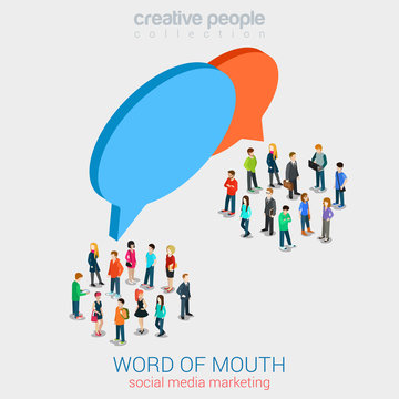 Social Marketing Word Of Mouth Gossip Flat 3d Web Isometric