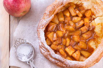 Dutch baby pancake with apple.