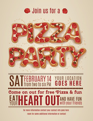 vector pizza party flyer invitation template design