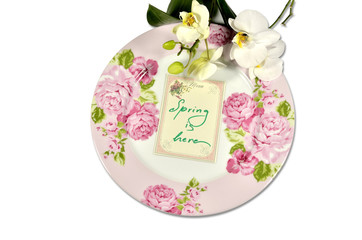 Spring plate with orchids