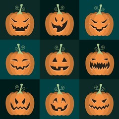set of vector Halloween pumpkins