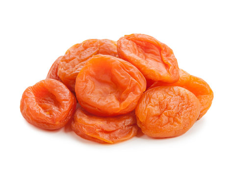 Bunch of ripe apricots isolated on white background