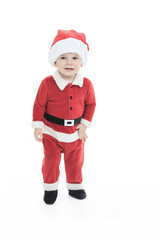 little happy boy in santa hat portrait