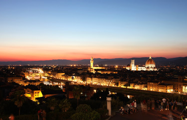 Fototapeta na wymiar Scenic view of Florence after sunset from Piazzale Michelangelo