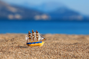 Souvenir sailing vessel on a beach