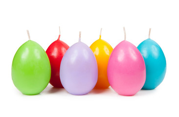 Candles in the form of Easter eggs