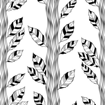 Seamless pattern with abstract trees on a white background.