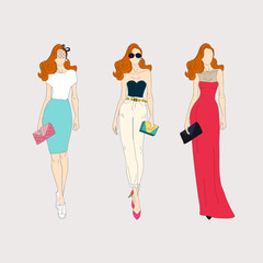 Hand drawn fashion girls.