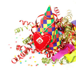 Concept birthday celebration - a hat and serpentine