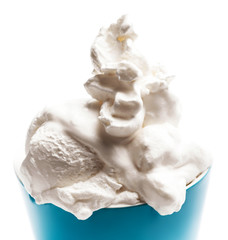 Obraz premium Blank Blue Cup With Vanilla Soft Ice Cream Isolated On White Bac