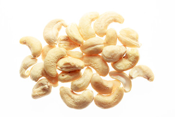 Cashew nuts isolated on white background