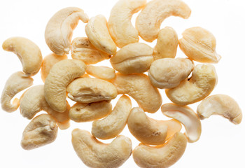 Cashew nuts isolated on white background