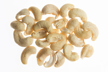 Cashew nuts isolated on white background