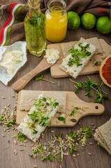 Healthy breakfast, Crispbread with organic cream cheese