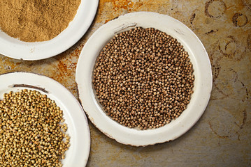 coriander seeds black and white