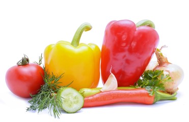 Vegetables isolated on white background