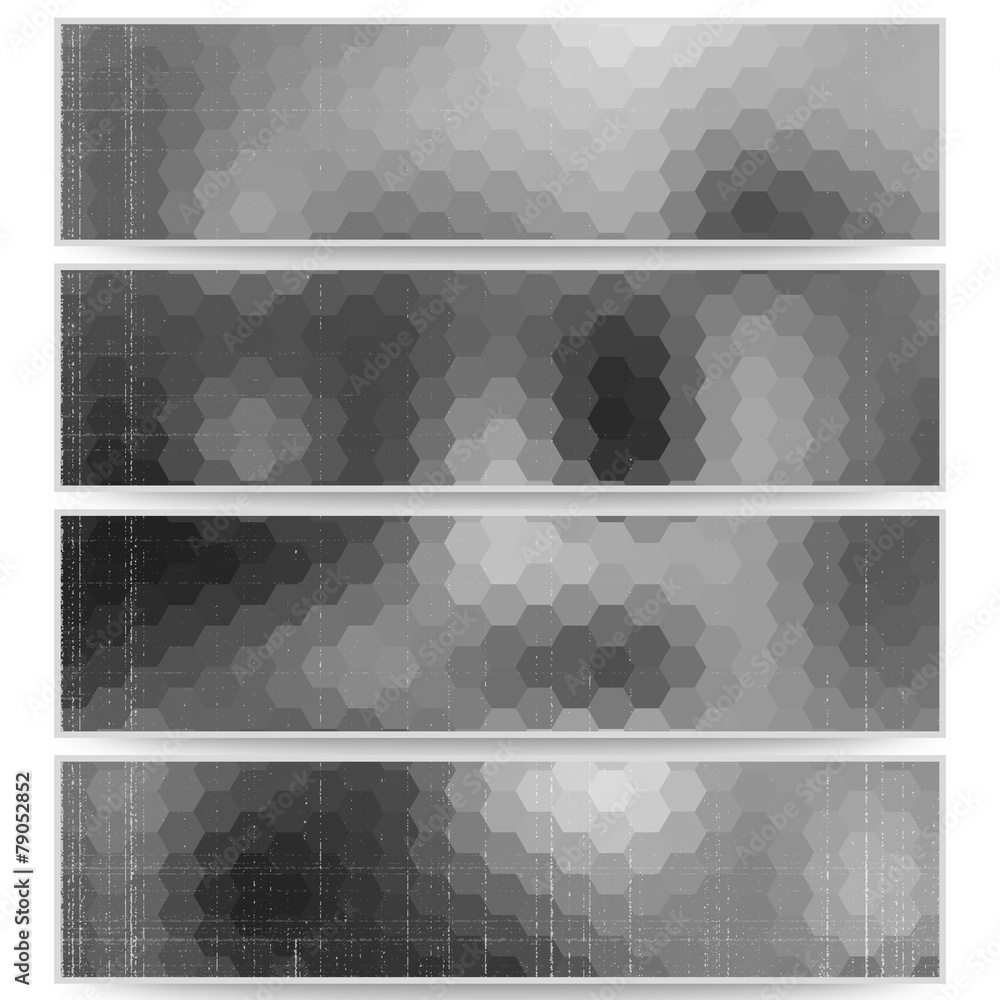 Poster abstract hexagonal headers set, blurred design vector