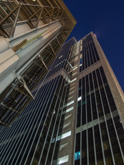 Skyscrapers at night in Frankfurt, Germany