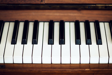 piano keys. close frontal view