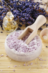 Bowl of lavender sea salt