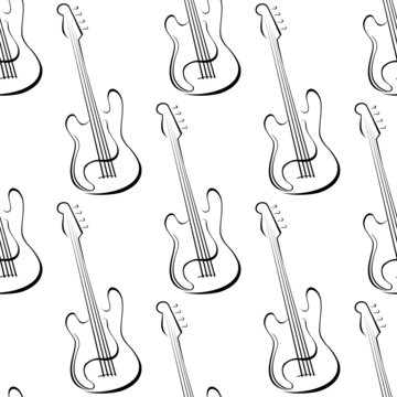 Outline electric guitars seamless pattern