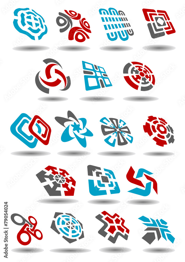 Poster abstract icons with arrows, map pointers, mazes