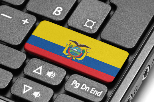 Go to Ecuador! Computer keyboard with flag key. - Powered by Adobe