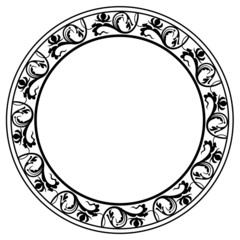 Round silhouette frame with floral ornament