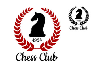 Chess club emblem with horse figure